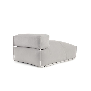 Square modular outdoor lounge sofa pouf light grey white aluminium 165x101cm