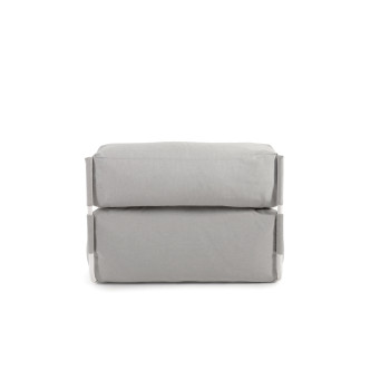 Square modular outdoor lounge sofa pouf light grey white aluminium 165x101cm