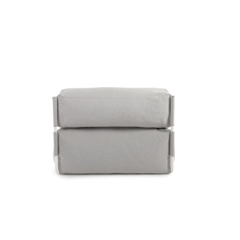 Square modular outdoor lounge sofa pouf light grey white aluminium 165x101cm