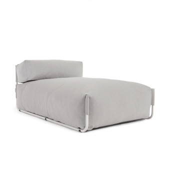Square modular outdoor lounge sofa pouf light grey white aluminium 165x101cm
