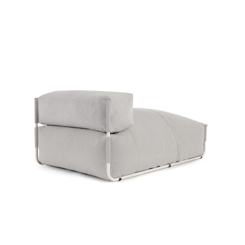 Square modular outdoor lounge sofa pouf light grey white aluminium 165x101cm