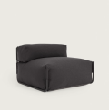 Square modular sofa pouf with backrest, 100% outdoor, dark grey
