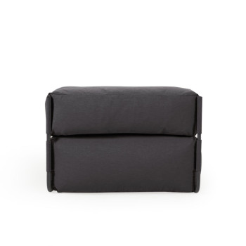 Square modular sofa pouf with backrest, 100% outdoor, dark grey and black aluminium, 101x101cm