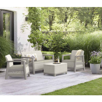 KETER SCANDI 4-person beige garden lounge set with beige cushions