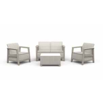 KETER SCANDI 4-person beige garden lounge set with beige cushions