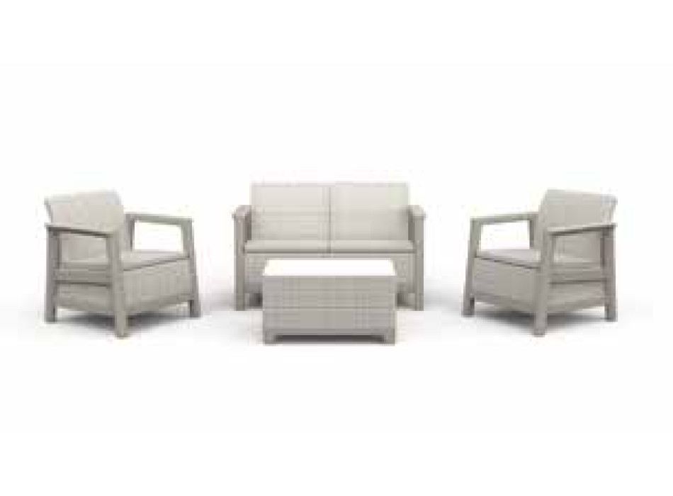 KETER SCANDI 4-person beige garden lounge set with beige cushions