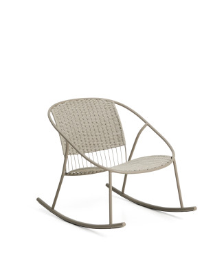 Atrani rocking chair in galvanized steel and dove-colored rope