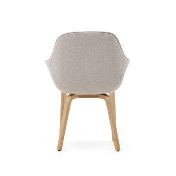 Aleli chair in beige chenille and solid ash wood legs with a natural finish