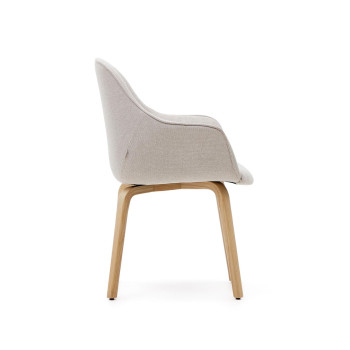 Aleli chair in beige chenille and solid ash wood legs with a natural finish