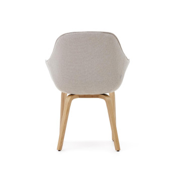Aleli chair in beige chenille and solid ash wood legs with a natural finish