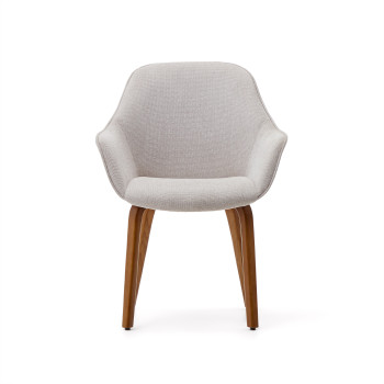 Aleli chair in beige chenille and solid ash wood legs with walnut finish