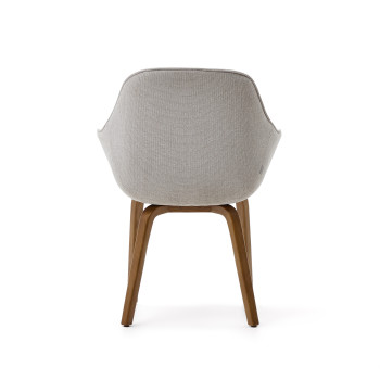 Aleli chair in beige chenille and solid ash wood legs with walnut finish