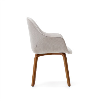 Aleli chair in beige chenille and solid ash wood legs with walnut finish
