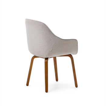 Aleli chair in beige chenille and solid ash wood legs with walnut finish