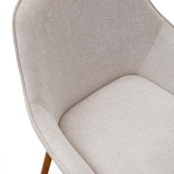 Aleli chair in beige chenille and solid ash wood legs with walnut finish