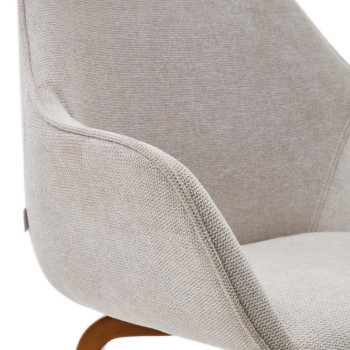 Aleli chair in beige chenille and solid ash wood legs with walnut finish