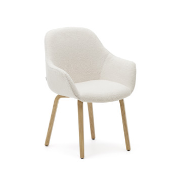 Aleli chair in white shearling and solid ash wood legs with a natural finish