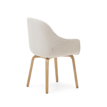 Aleli chair in white shearling and solid ash wood legs with a natural finish