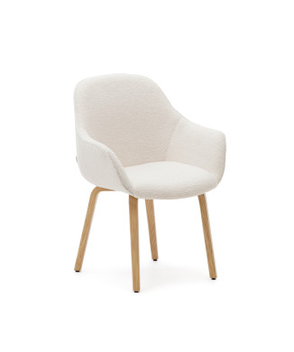 Aleli chair in white shearling and solid ash wood legs with a natural finish