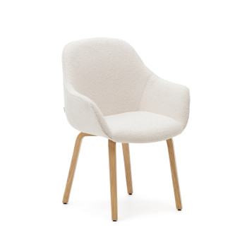 Aleli chair in white shearling and solid ash wood legs with a natural finish