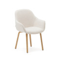 Aleli chair in white shearling and solid ash wood legs with a natural finish