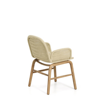 Alipa chair with armrests in solid acacia wood and ecru rope 100% FSC