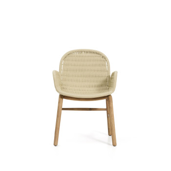 Alipa chair with armrests in solid acacia wood and ecru rope 100% FSC
