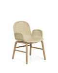Alipa chair with armrests in solid acacia wood and ecru rope 100% FSC
