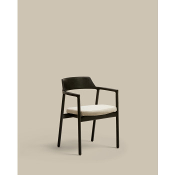 Alocs chair with removable cover, beige chenille, solid black oak wood FSC Mix Credit