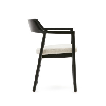 Alocs chair with removable cover, beige chenille, solid black oak wood FSC Mix Credit