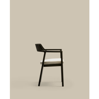 Alocs chair with removable cover, beige chenille, solid black oak wood FSC Mix Credit