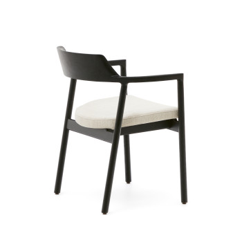 Alocs chair with removable cover, beige chenille, solid black oak wood FSC Mix Credit