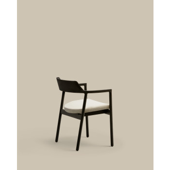 Alocs chair with removable cover, beige chenille, solid black oak wood FSC Mix Credit