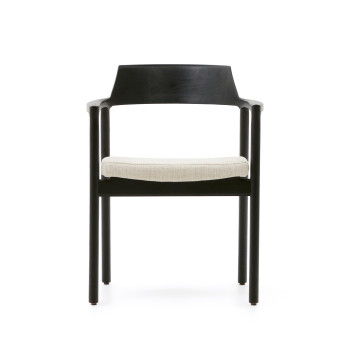 Alocs chair with removable cover, beige chenille, solid black oak wood FSC Mix Credit