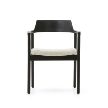 Alocs chair with removable cover, beige chenille, solid black oak wood FSC Mix Credit