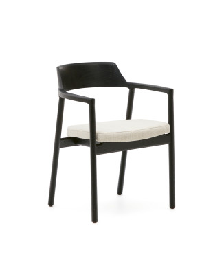 Alocs chair with removable cover, beige chenille, solid black oak wood FSC Mix Credit