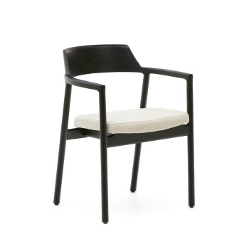 Alocs chair with removable cover, beige chenille, solid black oak wood FSC Mix Credit