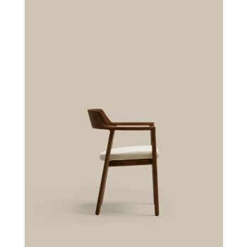 Alocs chair with removable cover, beige chenille, solid oak and walnut wood, FSC Mix Credit