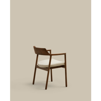 Alocs chair with removable cover, beige chenille, solid oak and walnut wood, FSC Mix Credit