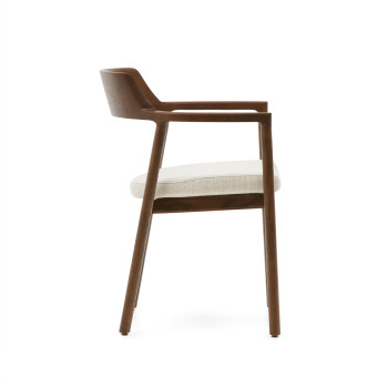 Alocs chair with removable cover, beige chenille, solid oak and walnut wood, FSC Mix Credit