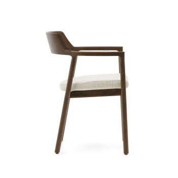 Alocs chair with removable cover, beige chenille, solid oak and walnut wood, FSC Mix Credit