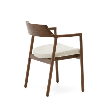 Alocs chair with removable cover, beige chenille, solid oak and walnut wood, FSC Mix Credit