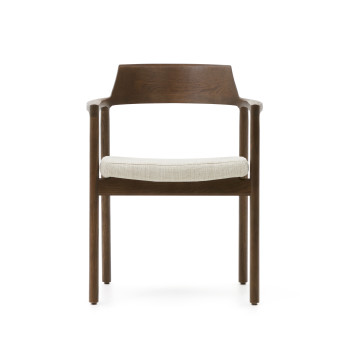 Alocs chair with removable cover, beige chenille, solid oak and walnut wood, FSC Mix Credit