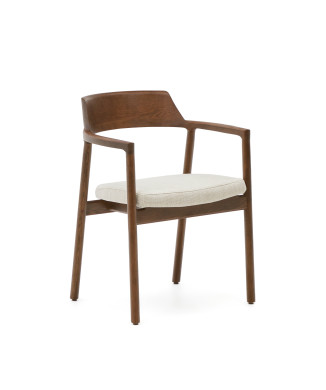 Alocs chair with removable cover, beige chenille, solid oak and walnut wood, FSC Mix Credit