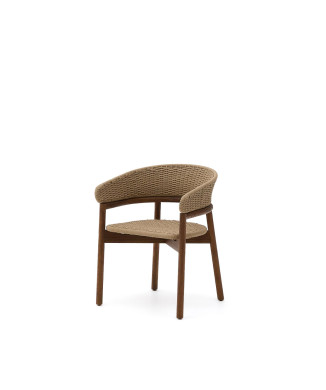 Arinella chair in solid acacia wood with natural finish and 100% FSC beige rope