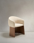 Bosca chair in beige chenille and FSC 100% walnut veneer