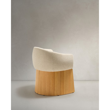 Bosca chair in beige chenille and FSC 100% oak veneer