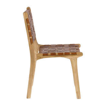 Calixta chair in leather and solid teak wood