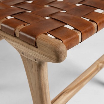 Calixta chair in leather and solid teak wood
