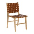 Calixta chair in leather and solid teak wood